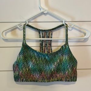 Multi-colored strappy back sports bra